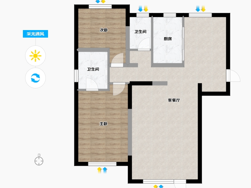 内蒙古自治区-包头市-黄河龙城澜湖璞园-82.72-户型库-采光通风