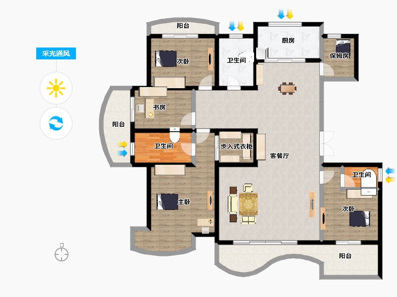 山西省-运城市-金鑫·滨湖一号-167.55-户型库-采光通风