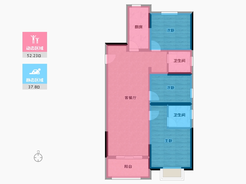 江苏省-南京市-中国铁建·栖云府-79.67-户型库-动静分区