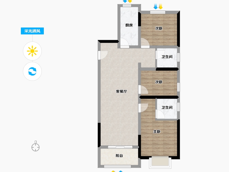 江苏省-南京市-中国铁建·栖云府-79.67-户型库-采光通风