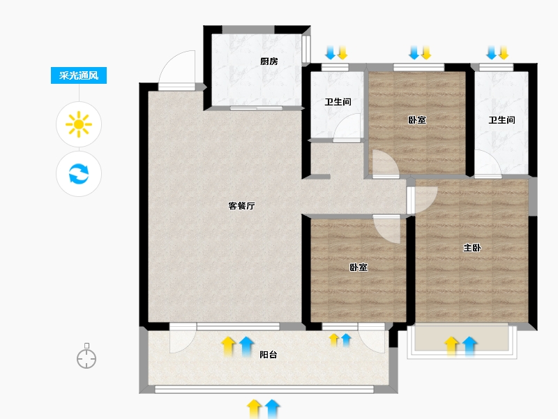 江苏省-南京市-金基嘉玥-94.40-户型库-采光通风