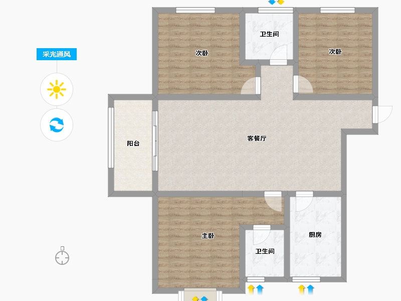 河南省-南阳市-弘都·金帝国际-111.00-户型库-采光通风