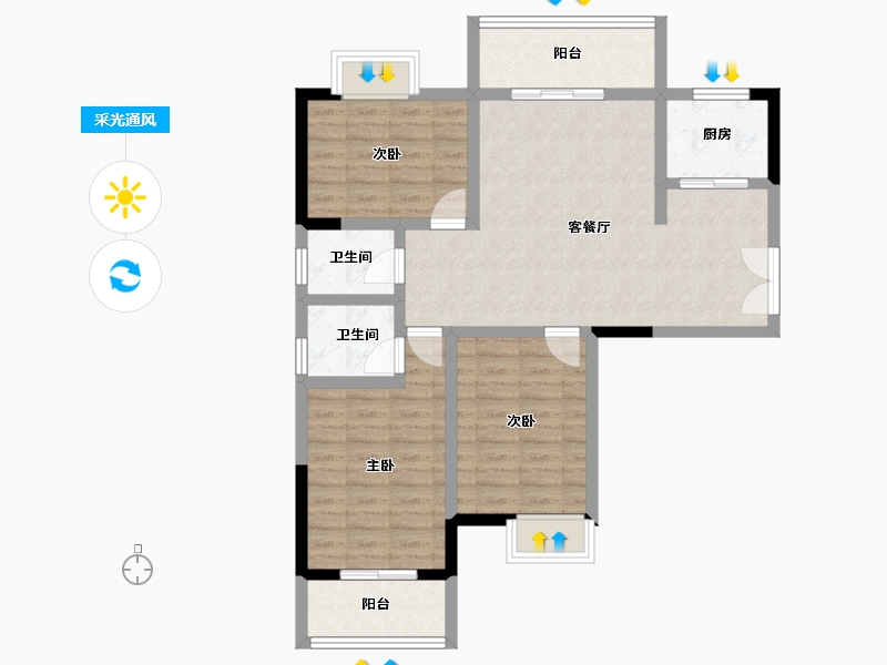 福建省-南平市-建瓯武夷花园-87.32-户型库-采光通风