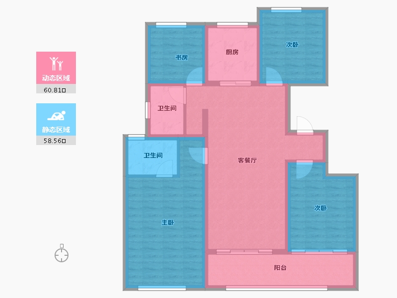 江苏省-南京市-中海·观山樾-106.79-户型库-动静分区