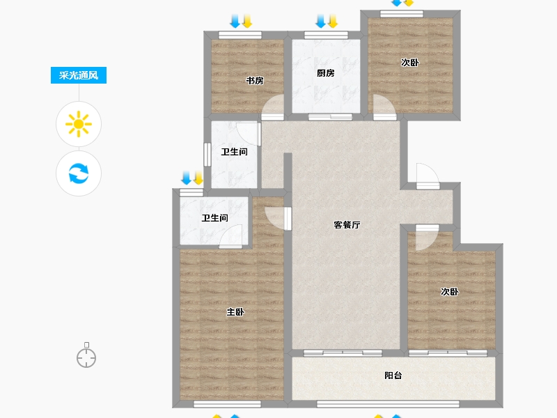 江苏省-南京市-中海·观山樾-106.79-户型库-采光通风