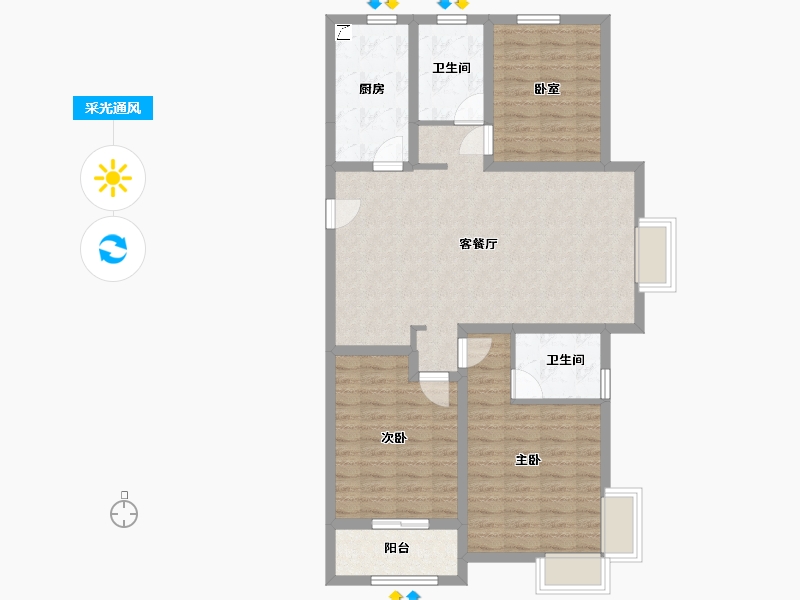 山西省-吕梁市-泰化凤凰山庄-98.22-户型库-采光通风