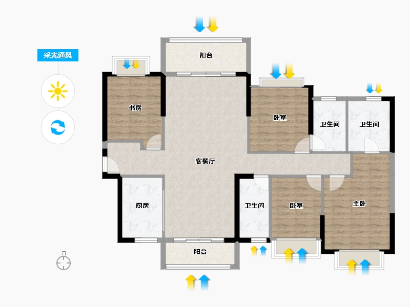 广东省-东莞市-丰华珑远翠珑湾-125.82-户型库-采光通风