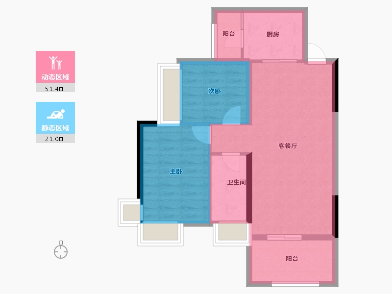 湖南省-衡阳市-银泰红城-64.73-户型库-动静分区