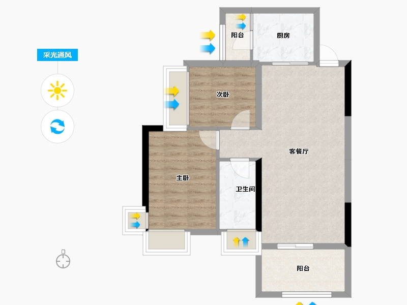 湖南省-衡阳市-银泰红城-64.73-户型库-采光通风