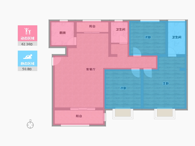 陕西省-宝鸡市-文景天越-100.00-户型库-动静分区