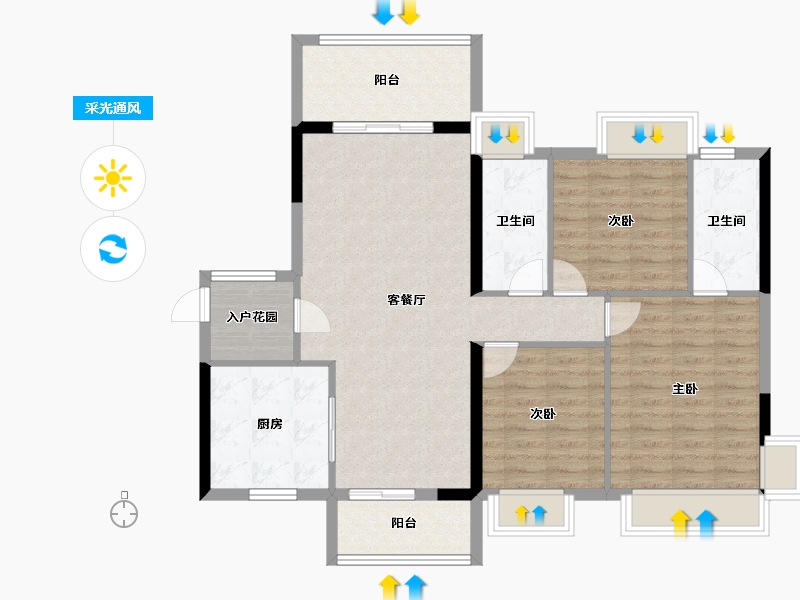 湖南省-衡阳市-银泰红城-99.09-户型库-采光通风