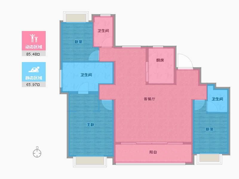 江苏省-南京市-金陵华夏中心-138.41-户型库-动静分区