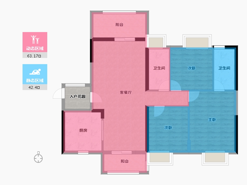 湖南省-衡阳市-银泰红城-98.29-户型库-动静分区