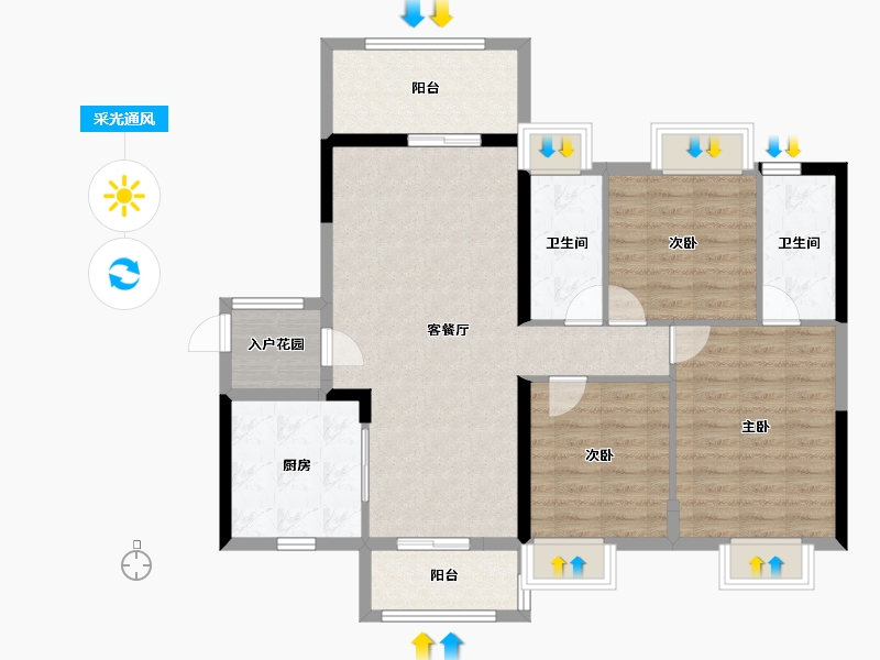 湖南省-衡阳市-银泰红城-98.29-户型库-采光通风