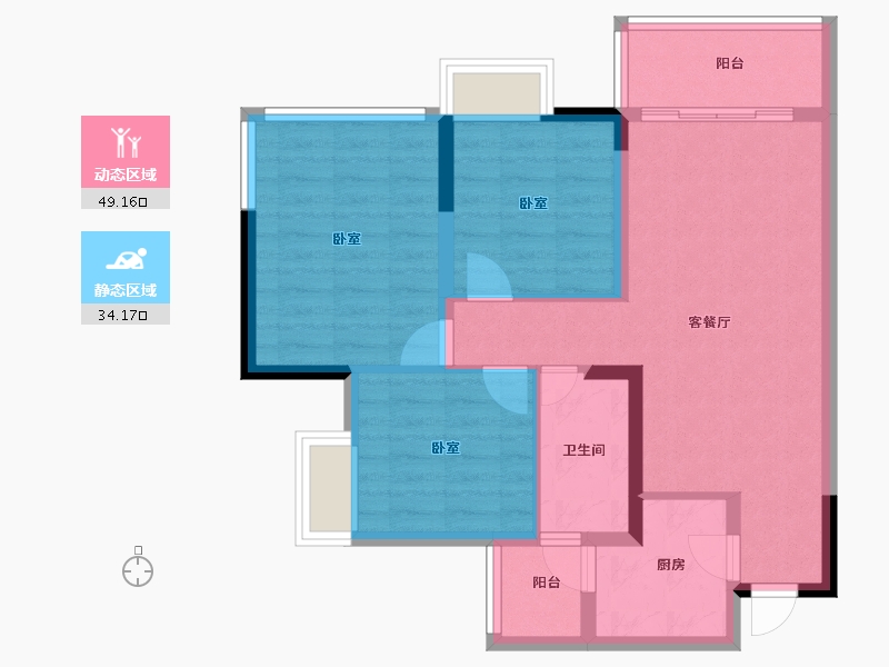 四川省-绵阳市-丽都花园城-74.00-户型库-动静分区