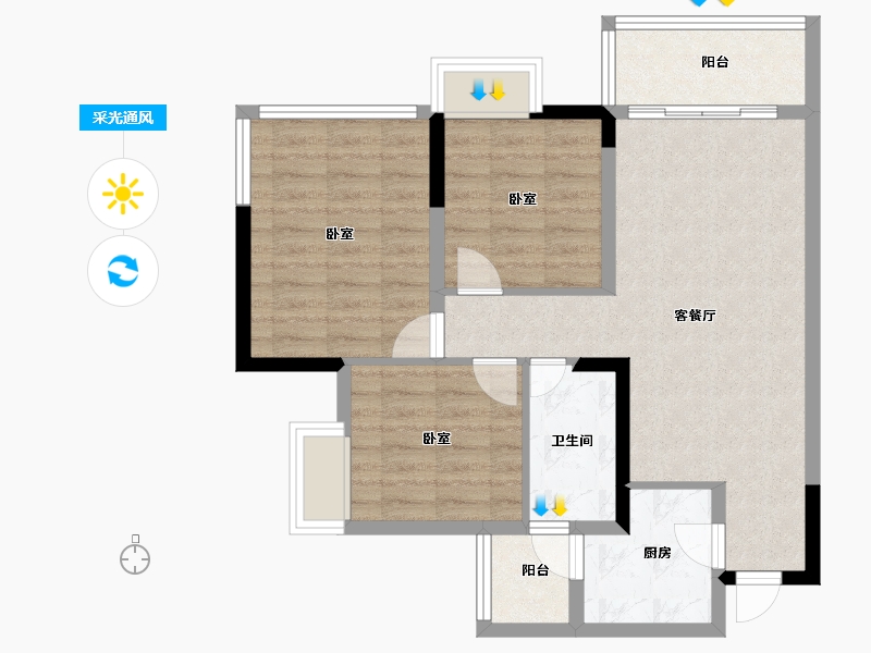 四川省-绵阳市-丽都花园城-74.00-户型库-采光通风