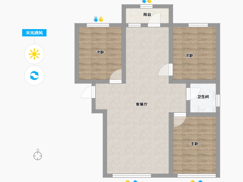 黑龙江省-大庆市-欣凤学城三期-71.54-户型库-采光通风