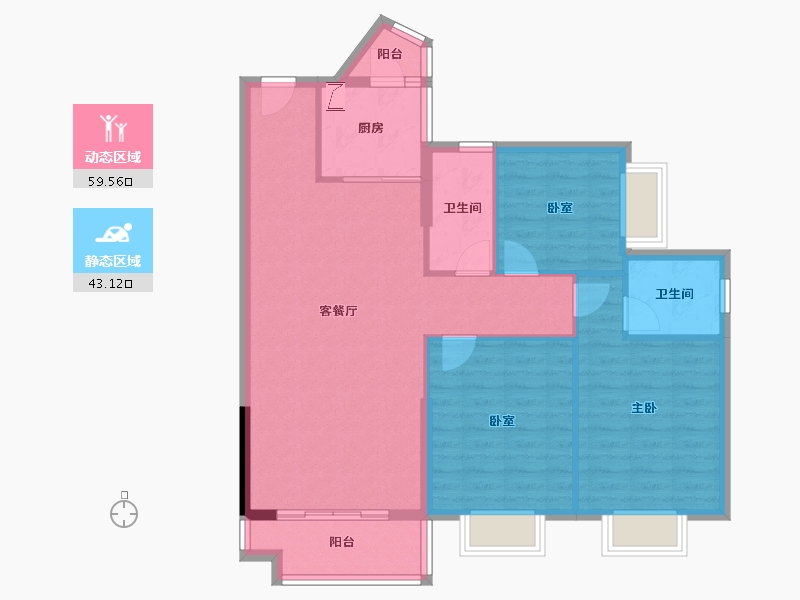 广东省-东莞市-山水江南玖峯-92.90-户型库-动静分区