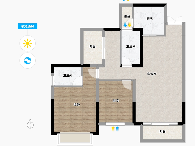 四川省-成都市-奥园玖俪湾-82.84-户型库-采光通风