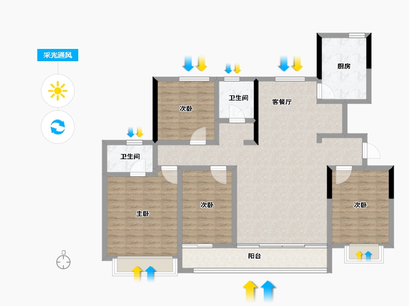 山东省-东营市-贵和府-128.00-户型库-采光通风