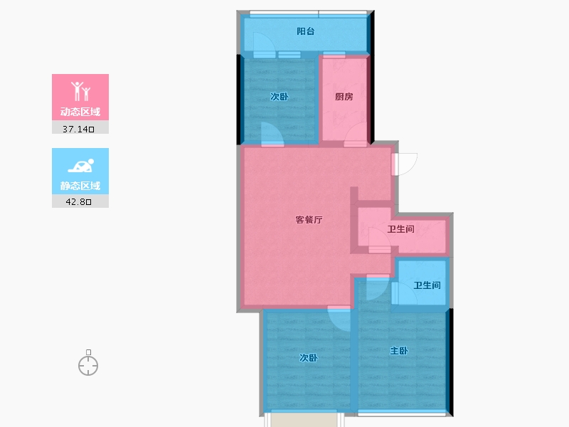 河北省-承德市-中冶兴隆新城·红石郡-69.22-户型库-动静分区