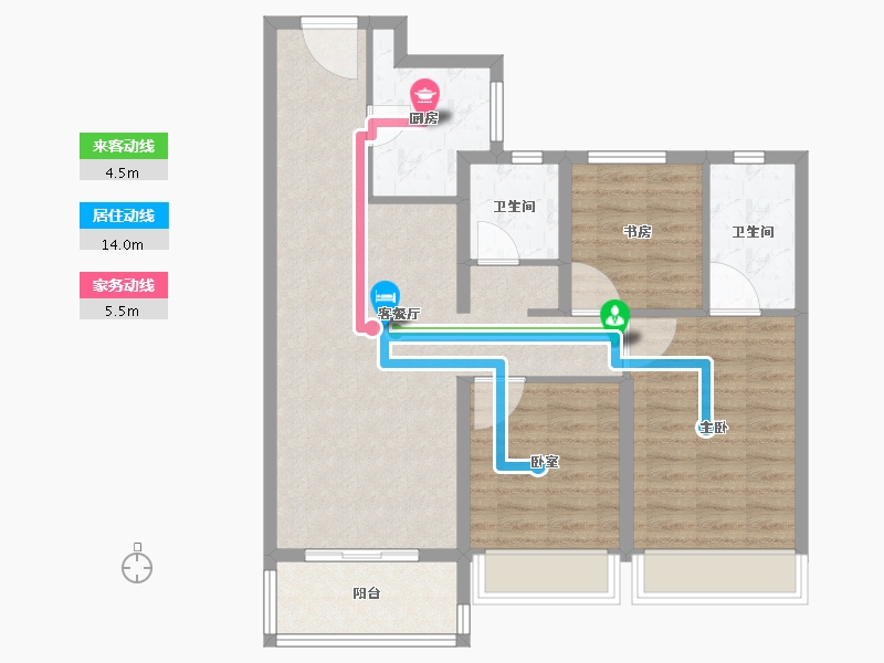 河北省-唐山市-禹洲凤凰府-86.40-户型库-动静线