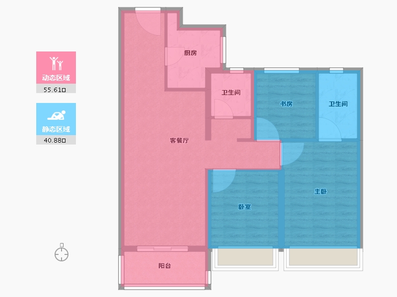 河北省-唐山市-禹洲凤凰府-86.40-户型库-动静分区