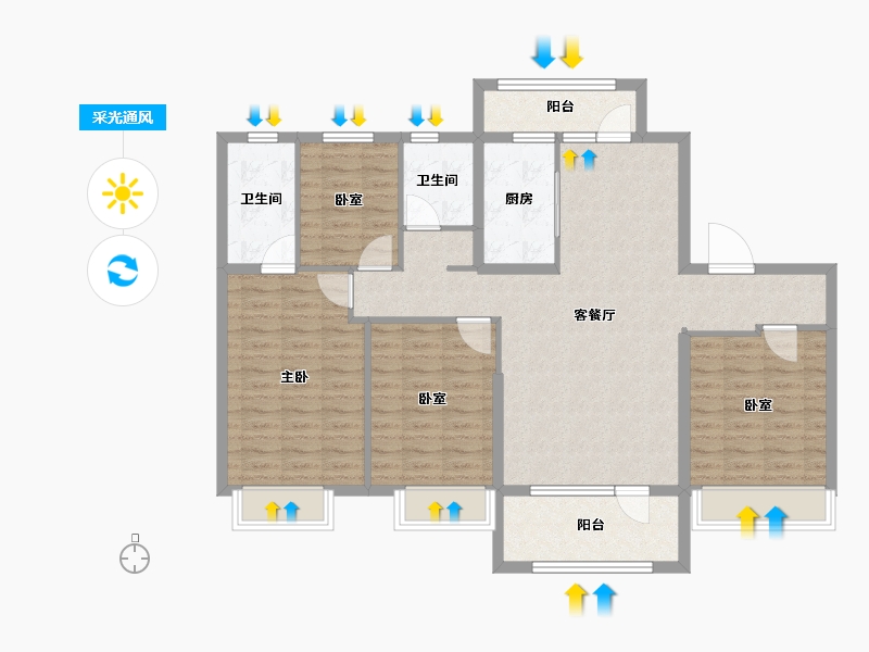 河北省-唐山市-迁西碧桂园·天玺湾-114.40-户型库-采光通风