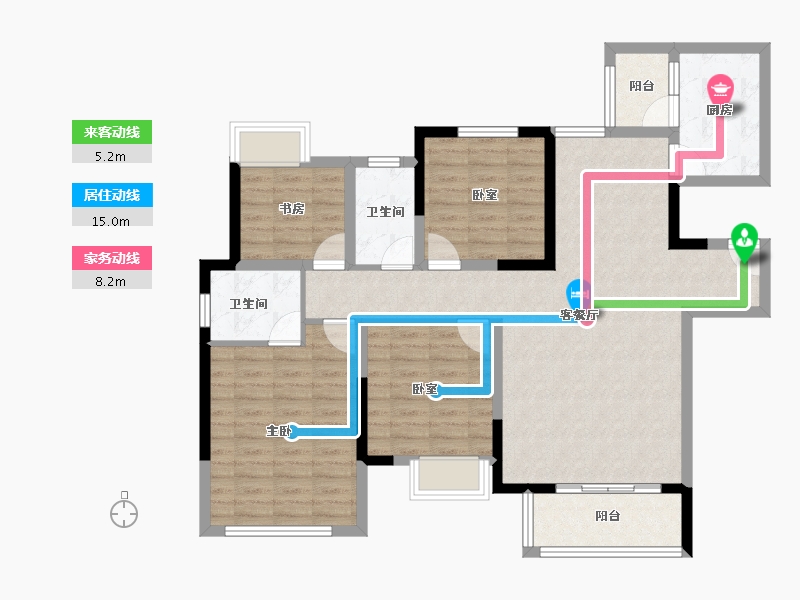 四川省-绵阳市-丽都花园城-104.81-户型库-动静线