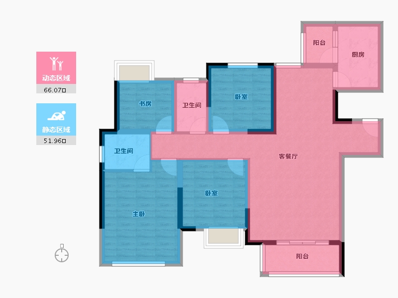 四川省-绵阳市-丽都花园城-104.81-户型库-动静分区