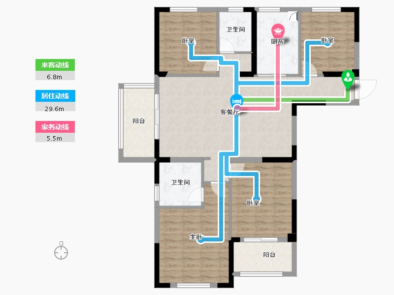 安徽省-宿州市-恒福新城A区-113.45-户型库-动静线