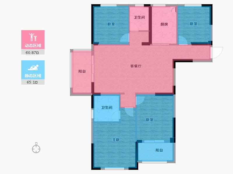 安徽省-宿州市-恒福新城A区-113.45-户型库-动静分区