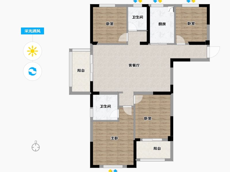 安徽省-宿州市-恒福新城A区-113.45-户型库-采光通风