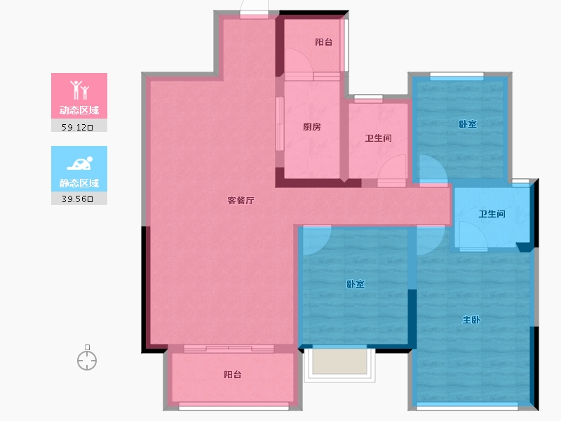 四川省-绵阳市-丽都花园城-87.50-户型库-动静分区