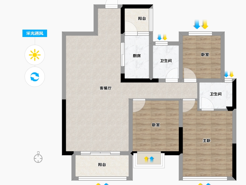 四川省-绵阳市-丽都花园城-87.50-户型库-采光通风