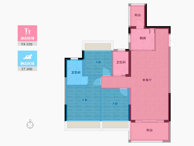 安徽省-马鞍山市-锦艺林语春风-86.40-户型库-动静分区