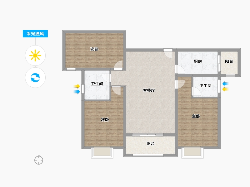 河南省-南阳市-弘都·金帝国际-114.09-户型库-采光通风