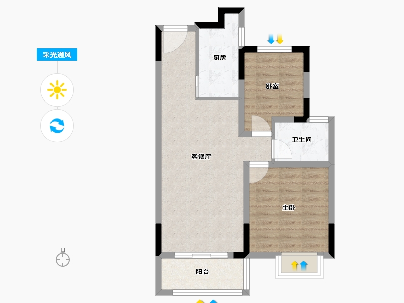 江苏省-南通市-绿地·长岛-60.00-户型库-采光通风