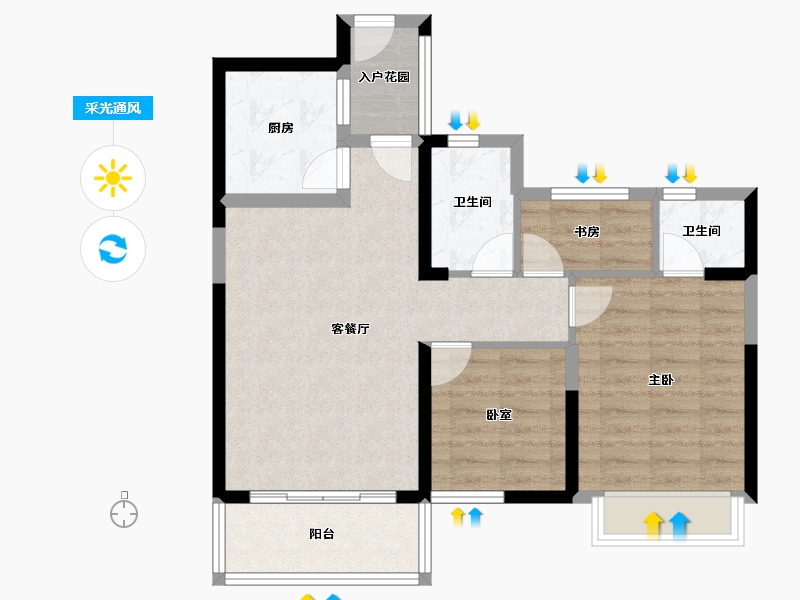 福建省-漳州市-永鸿御溪谷-71.20-户型库-采光通风