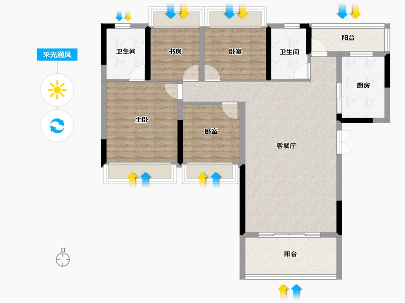 贵州省-安顺市-清馨雅园-106.59-户型库-采光通风