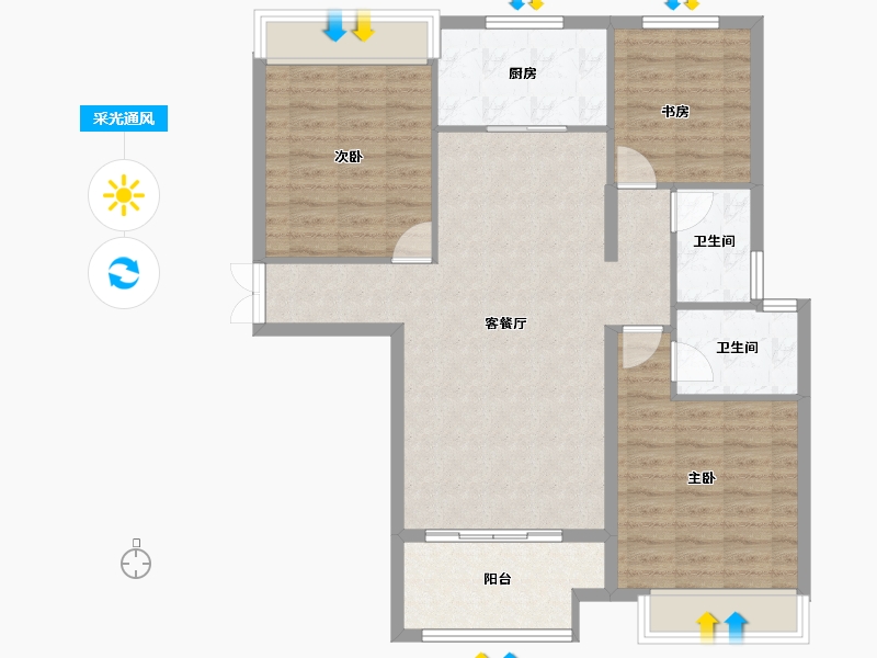 河南省-信阳市-信合阳光城-94.77-户型库-采光通风