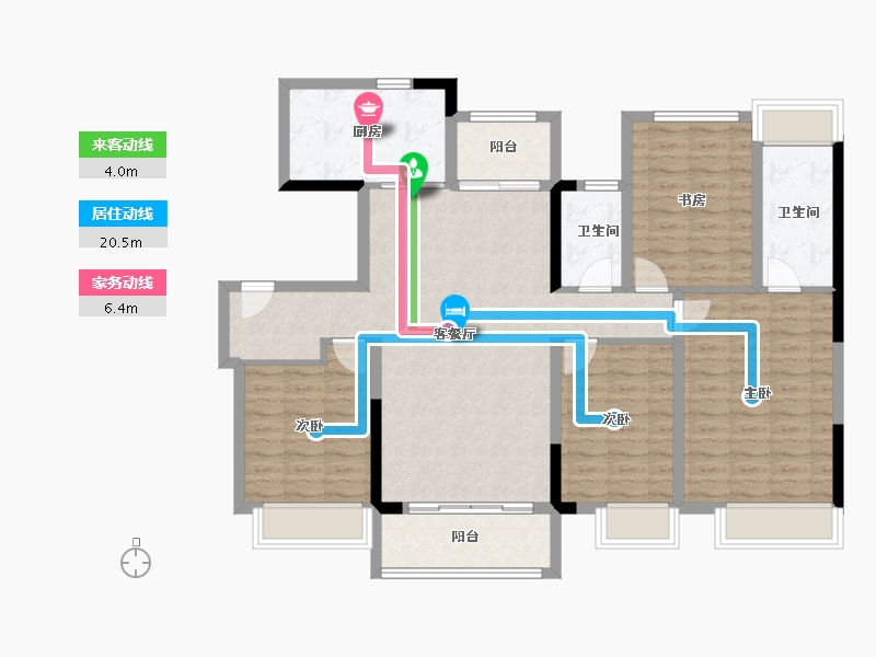 贵州省-黔南布依族苗族自治州-千景·樾园-114.63-户型库-动静线