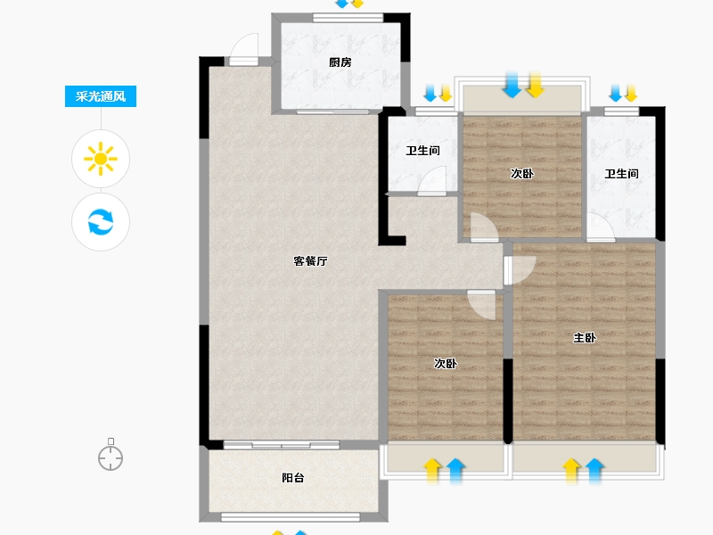 河南省-信阳市-伍號公馆-126.15-户型库-采光通风