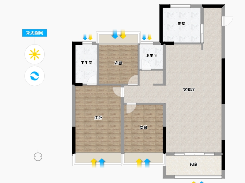 河南省-信阳市-伍號公馆-122.23-户型库-采光通风