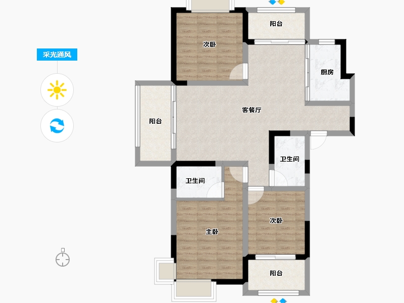 江苏省-南京市-荣盛鹭岛荣府-93.59-户型库-采光通风