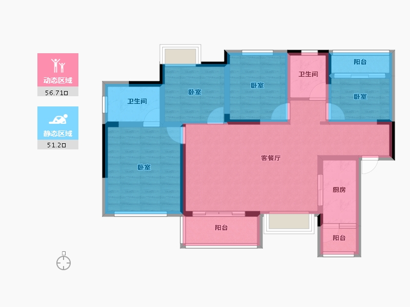 四川省-绵阳市-丽都花园城-95.49-户型库-动静分区