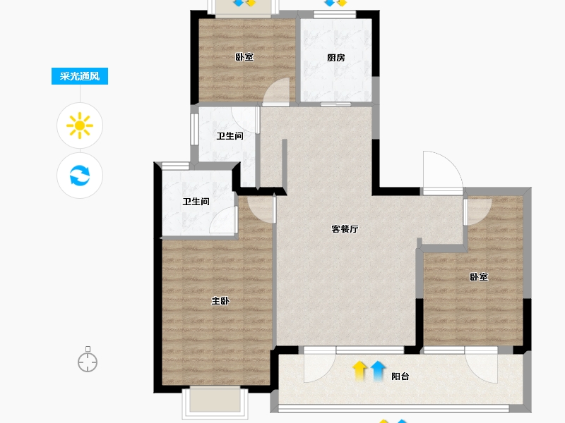 江苏省-南京市-大成汇文府-100.00-户型库-采光通风