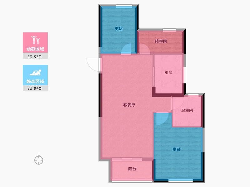 浙江省-台州市-杨帆·龙庭-69.60-户型库-动静分区