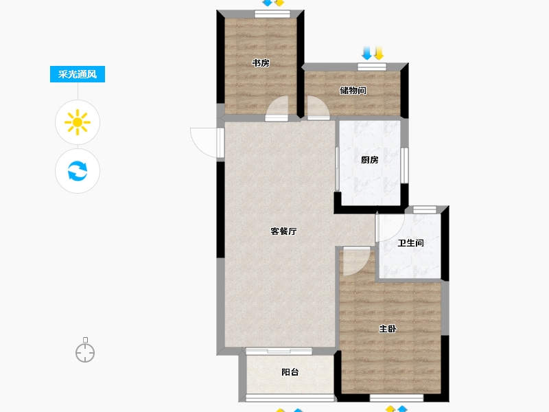 浙江省-台州市-杨帆·龙庭-69.60-户型库-采光通风