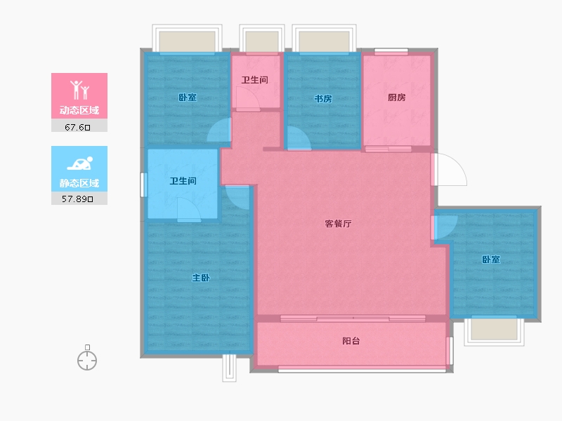 江苏省-南京市-金陵华夏中心-114.40-户型库-动静分区